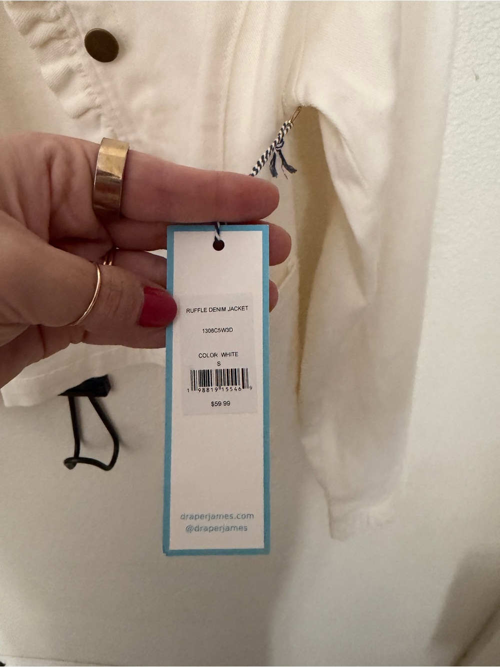 Draper James Cream Ruffle-Trim Cotton Jacket - Picture 3 of 5